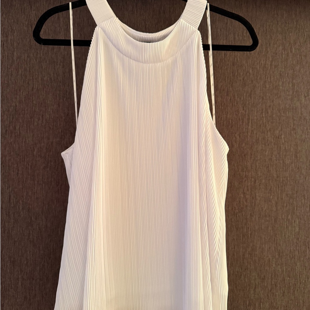 DKNY White Ribbed Sleeveless Tank Top